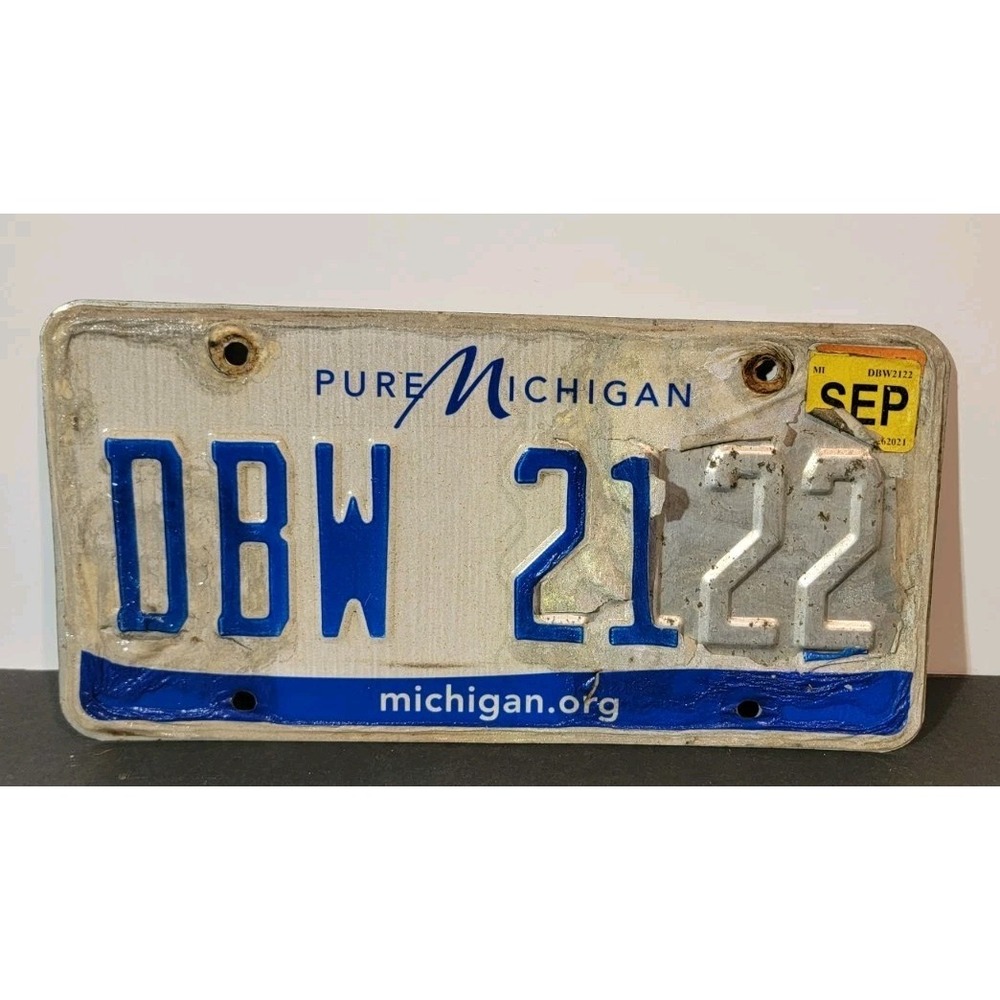 2021 Michigan #DBW-2122 License Plate‎ Pure Michigan White And Blue